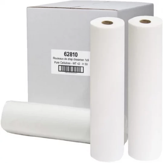 Draps d'Examen Ouate Gaufrés 50 x 35 cm Rouleaux 9 x 121