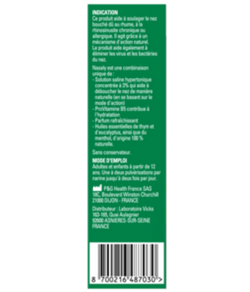 Vicks Nasaly Spray Nasal Nez Bouché 20 ml