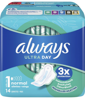 Always Ultra Day Serviettes Hygiéniques Taille 1 x 14