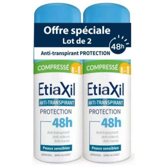 Etiaxil Déodorant Compressé Anti-transpirant Protection 48h 2 x 100 ml