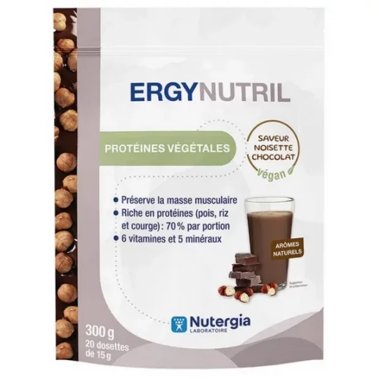 Nutergia Ergynutril Protéines Végétales Saveur Noisette Chocolat 300 g