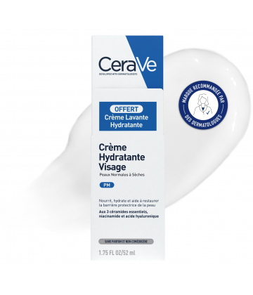 CeraVe Crème Hydratante Visage 52 ml + Crème Lavante Hydratante 20 ml Offerte