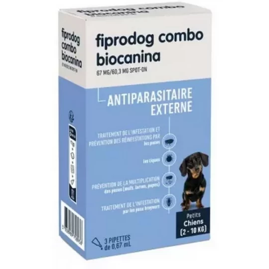 Biocanina Fiprodog Combo Antiparasitaire Externe Petits Chiens 2 - 10 kg Pipettes x 3