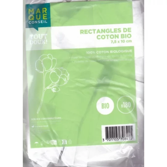 Marque Conseil Rectangles de Coton Bio x 180