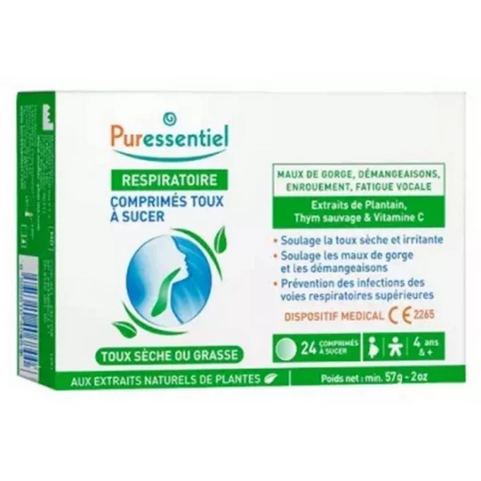 Puressentiel Respiratoire Comprimés Toux à Sucer x 24
