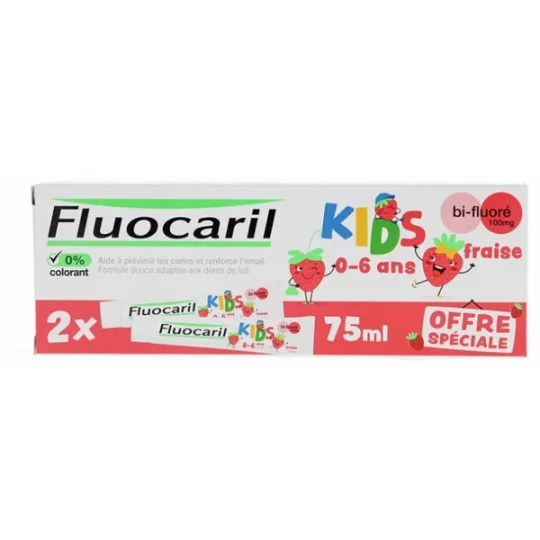 Fluocaril Kids Dentifrice Fraise 2 x 75 ml