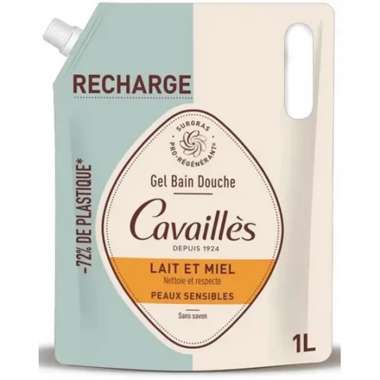 Rogé Cavaillès Gel Bain Douche Lait et Miel Recharge 1 L