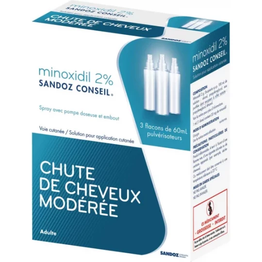 Sandoz Conseil Minoxidil 2% 3 x 60 ml