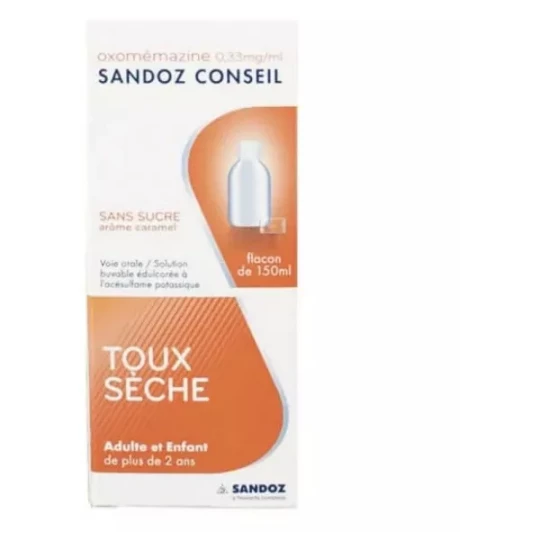 Sandoz Conseil Oxomémazine 0,33 mg/ml Sirop Sans Sucre 150 ml
