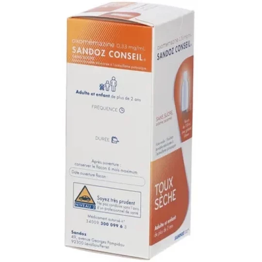 Sandoz Conseil Oxomémazine 0,33 mg/ml Sirop Sans Sucre 150 ml - image 2