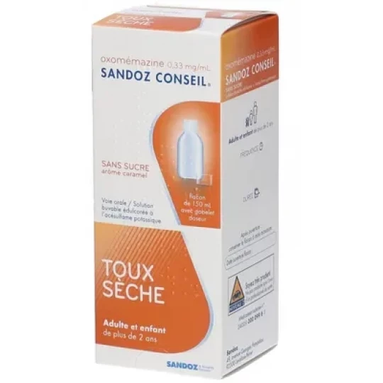 Sandoz Conseil Oxomémazine 0,33 mg/ml Sirop Sans Sucre 150 ml - image 3