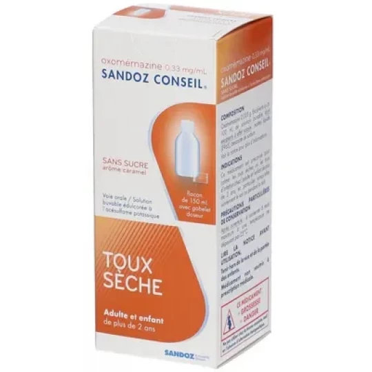Sandoz Conseil Oxomémazine 0,33 mg/ml Sirop Sans Sucre 150 ml
