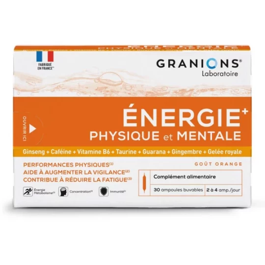 Granions Energie+ Physique et Mentale Ampoules x 30