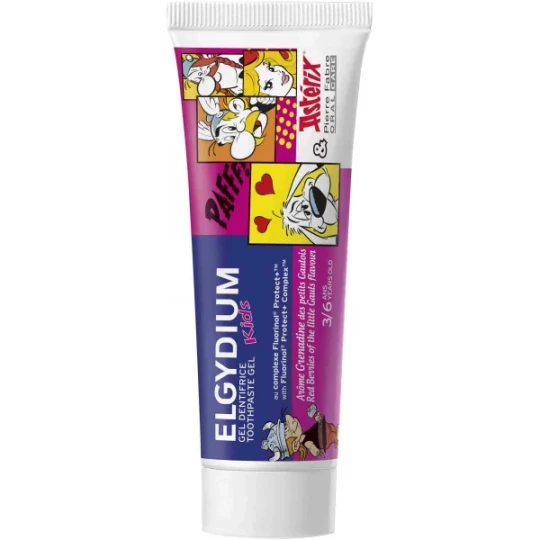 Elgydium Kids Gel Dentifrice Astérix Enfant 3 à 6 Ans Grenadine 50 ml