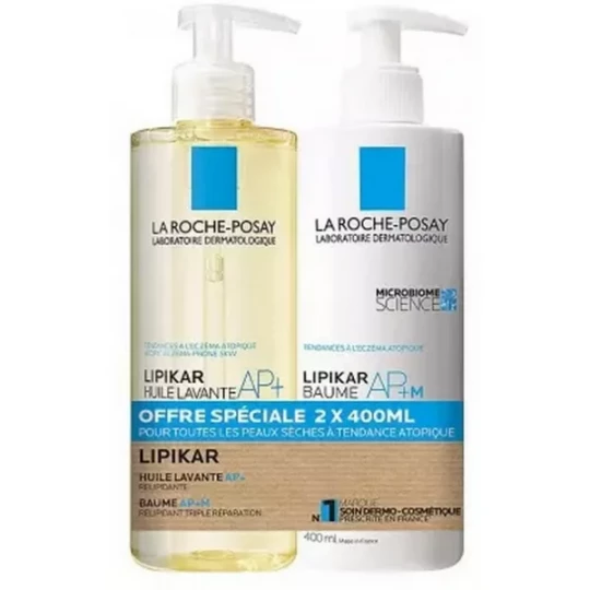La Roche-Posay Lipikar Huile Lavante AP+ 400 ml + Baume AP+M 400 ml