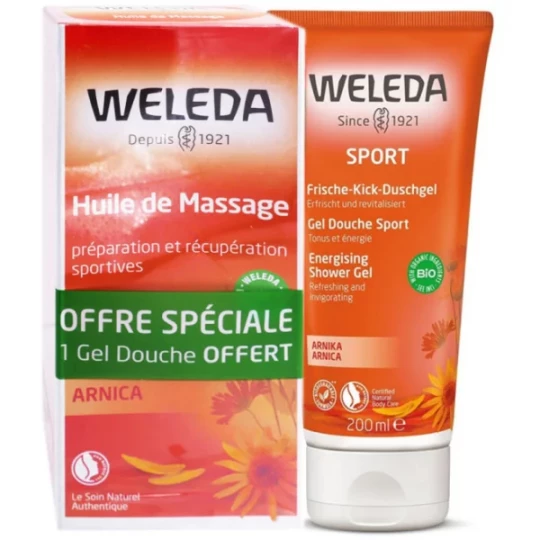 Weleda Huile de Massage Arnica 200 ml + Gel Douche Sport 200 ml Offert