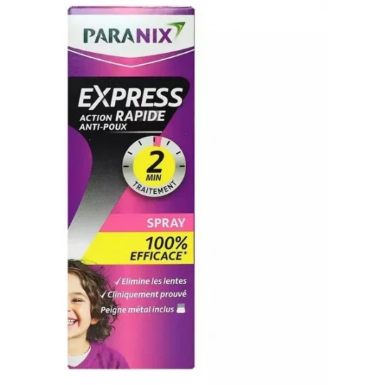 Paranix Express Action Rapide Anti-Poux Spray 95 ml + Peigne Métal Inclus