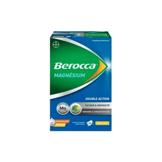 Berocca Magnésium Double Action Fatigue & Nervosité, Mémoire & Concentration Sachets x 14
