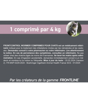 Frontcontrol Wormer Chats Comprimés x 2