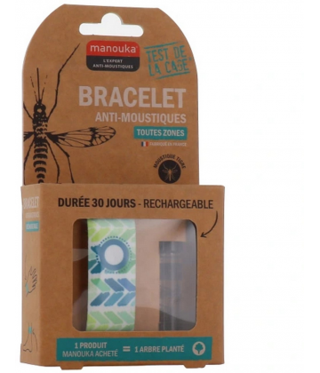 Manouka Bracelet Anti-Moustiques Adulte x 2 + Recharge