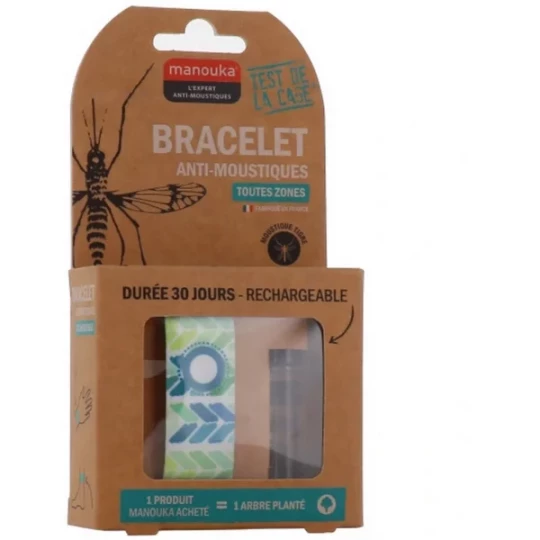 Manouka Bracelet Anti-Moustiques Adulte x 2 + Recharge