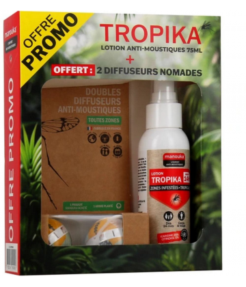 Manouka Tropika Lotion Anti-Moustiques 75 ml + Diffuseurs Nomades x 2 Offerts