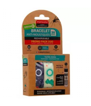 Manouka Bracelet Anti-Moustiques Enfants x 2 + Recharge