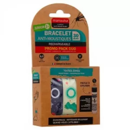 Manouka Bracelet Anti-Moustiques Enfants x 2 + Recharge