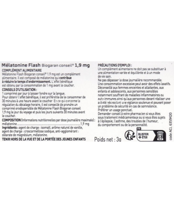 Biogaran Mélatonine Flash 1,9 mg Comprimés x 30