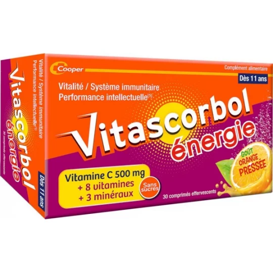 Vitascorbol Énergie Goût Orange Pressée Comprimés Efferverscents x 30
