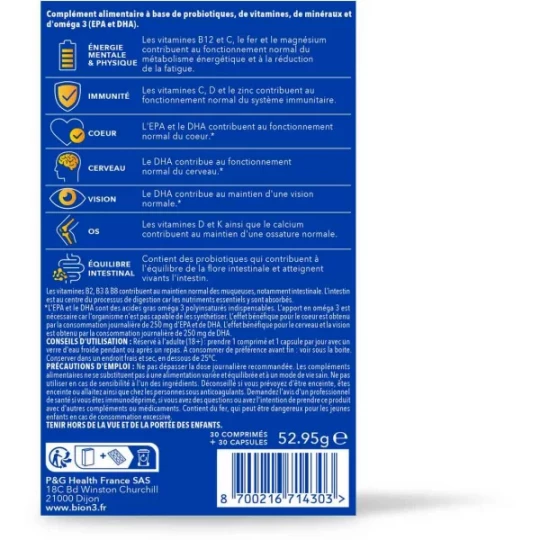 Bion 3 Multi & Oméga 3 Comprimés x 30 + Capsules x 30 - image 2