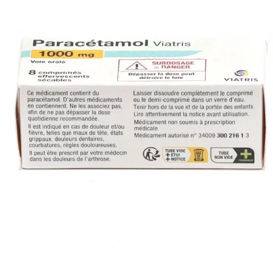 Paracétamol Viatris 1000 mg Comprimés Effervescents x 8 - image 3