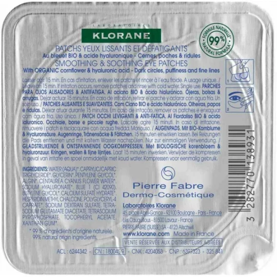Klorane Patchs Yeux Lissants Hydro-Gel Paire x 1 - image 3