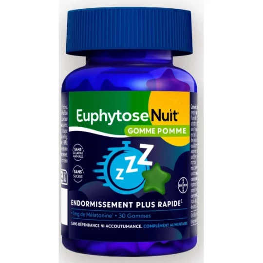 Euphytose Nuit Sommeil Mélatonine 1 mg Gommes Pomme x 30