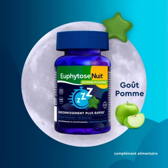 Euphytose Nuit Sommeil Mélatonine 1 mg Gommes Pomme x 30 - image 7