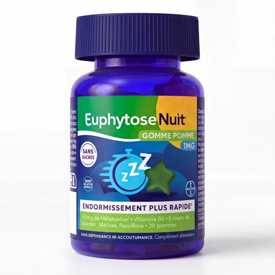 Euphytose Nuit Sommeil Mélatonine 1 mg Gommes Pomme x 30