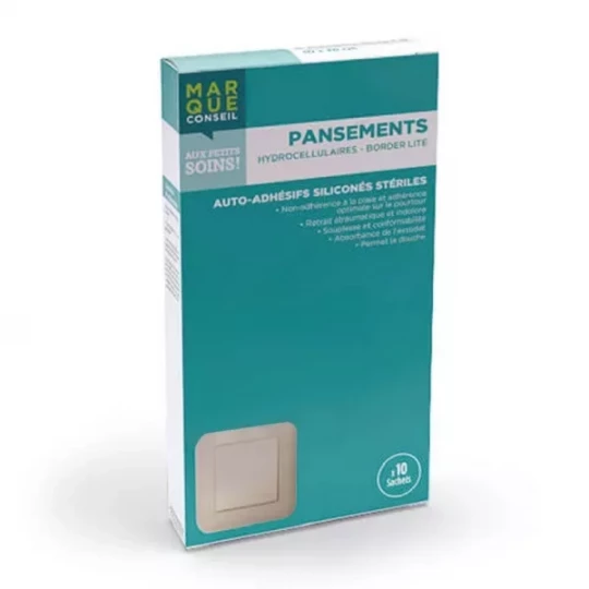 Marque Conseil Border Lite Pansements Hydrocellulaire 6 cm x 12 cm x 10