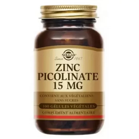 Solgar Zinc Picolinate 15 mg Gélules x 100