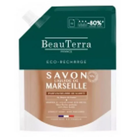 BeauTerra Savon Liquide de Marseille Beurre de Karité Éco-Recharge 900 ml