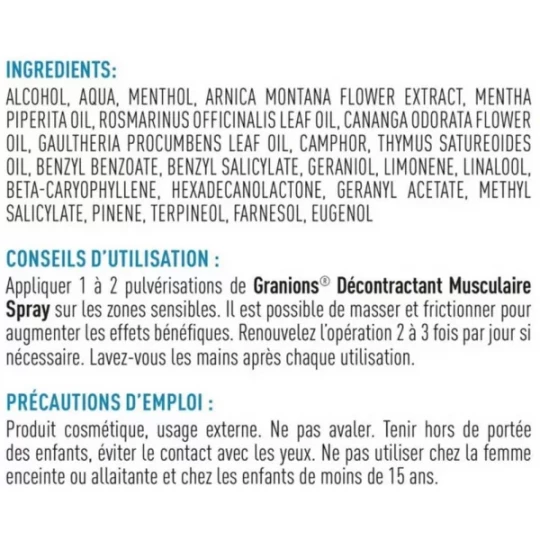 Granions Décontractant Musculaire Spray Apaisant 10 ml - image 7
