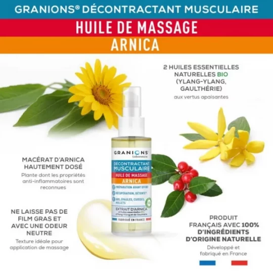 Granions Décontractant Musculaire Huile de Massage Arnica 100 ml - image 3