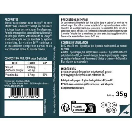 Granions Shilajit 1000 mg Gélules x 60 - image 8