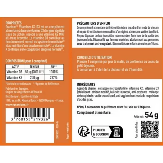 Granions Vitamine K2-D3 Comprimés x 60 - image 7