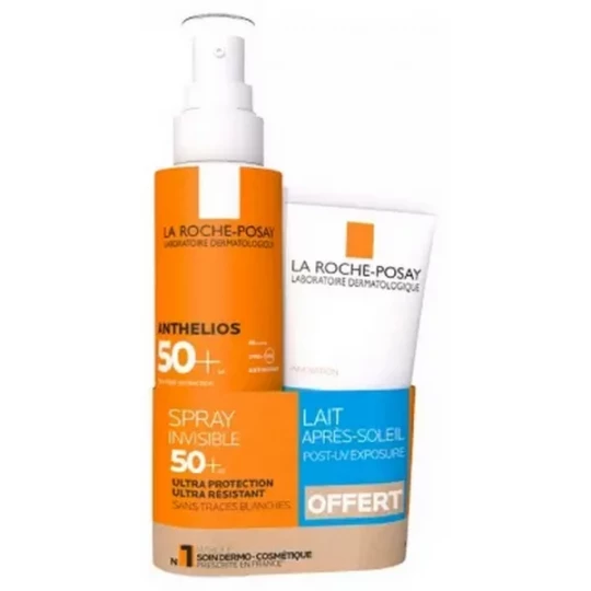 La Roche-Posay Anthelios Spray Invisible SPF50+ 200 ml + Lait Après-Soleil Post-UV Exposure 75 ml Offert