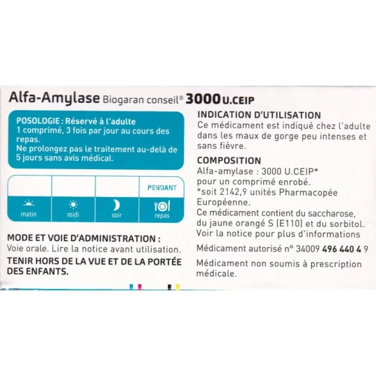 Alfa-Amylase Biogaran Comprimés x 18 - image 2