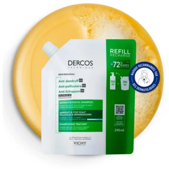 Vichy Dercos Shampooing Traitant Anti-Pelliculaire Cheveux Normaux à Gras Recharge 390 ml - image 5