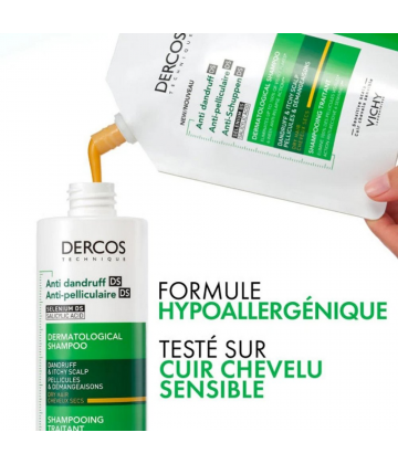 Vichy Dercos Shampooing Traitant Anti-Pelliculaire Cheveux Secs Recharge 390 ml