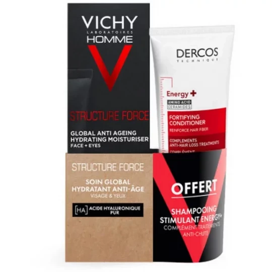 Vichy Homme Structure Force 50 ml + Shampooing Stimulant Energy+ 50 ml Offert