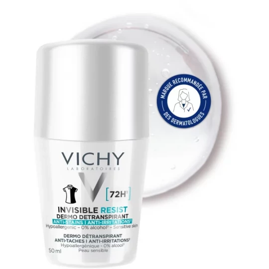 Vichy Déodorant Invisible Resist Dermo-Détranspirant 72h Roll-On 50 ml