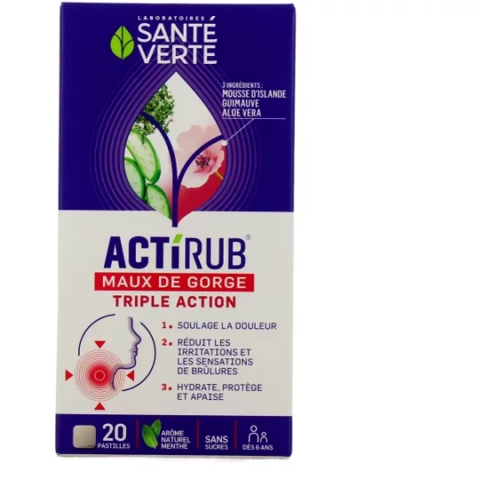 Actirub Maux de Gorge Triple Action Pastilles x 20